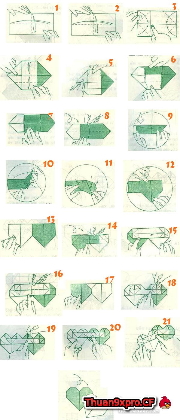 Cách gấp trái tim đôi, hướng dẫn xếp trái tim đôi đơn giản, dễ làm